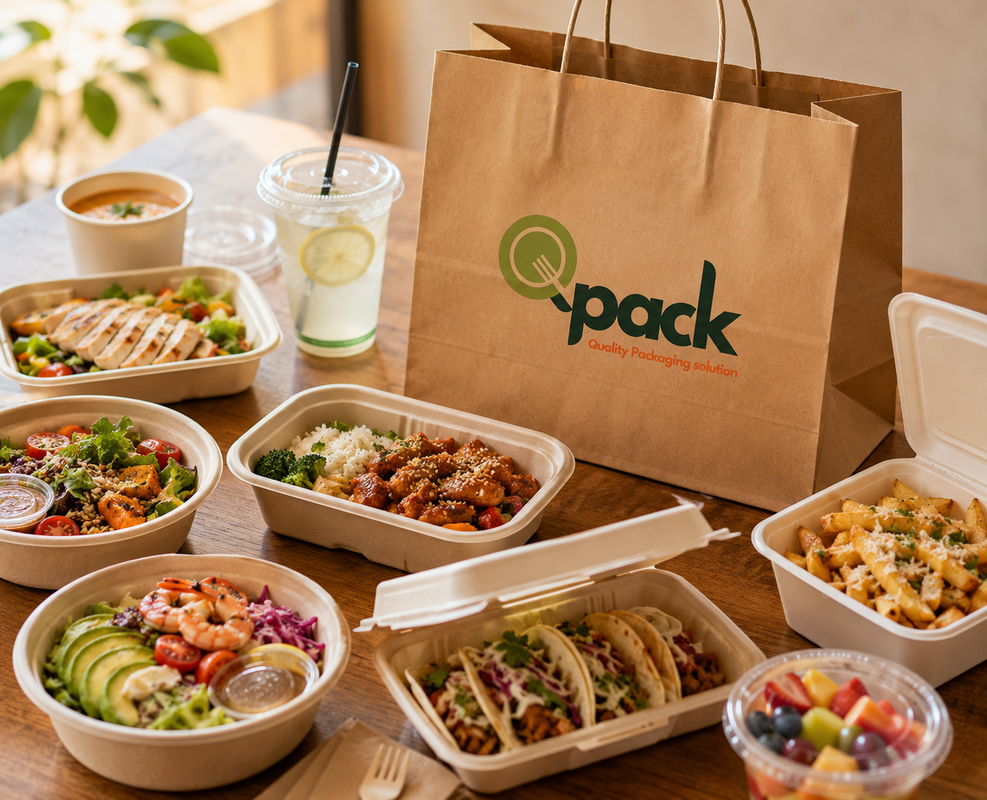 Qpack food packaging with meals
